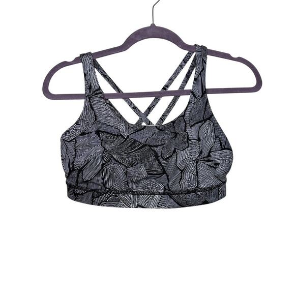 Lululemon Energy Bra Mini Dottie Tribe Stretch Breathable White Black Women 8 - Picture 1 of 5